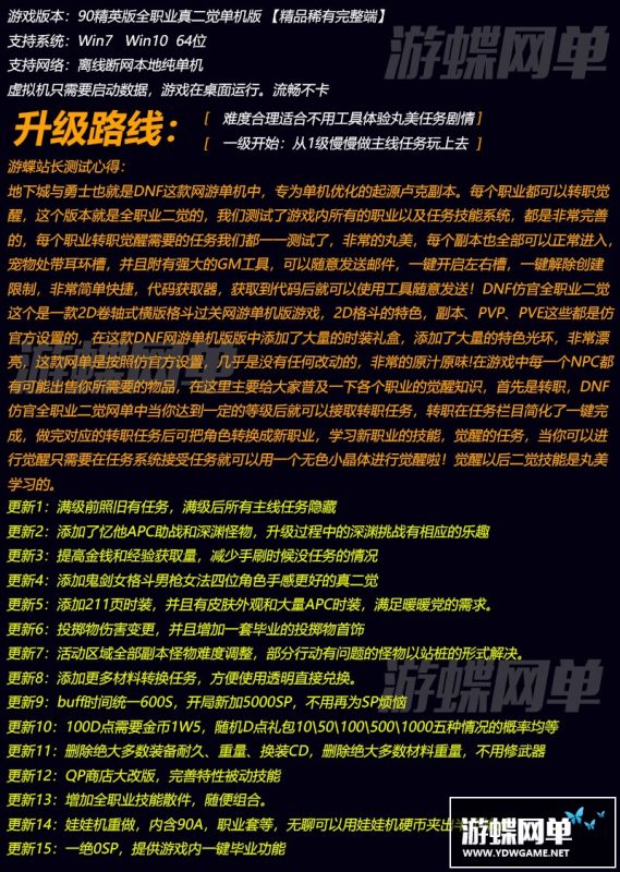 图片[1]-六九网单90级高端精英版DNF地下城与勇士单机版真二觉GM网单-六九网单