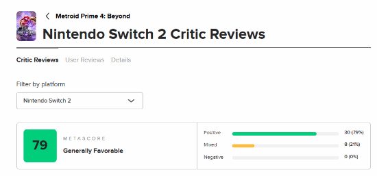 《银河战士Prime 4：超越》M站评分正式公布 媒体平均分达79分-六九网单